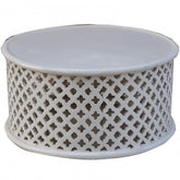 Bristol Floral Low Line Round Coffee Table White 80cm